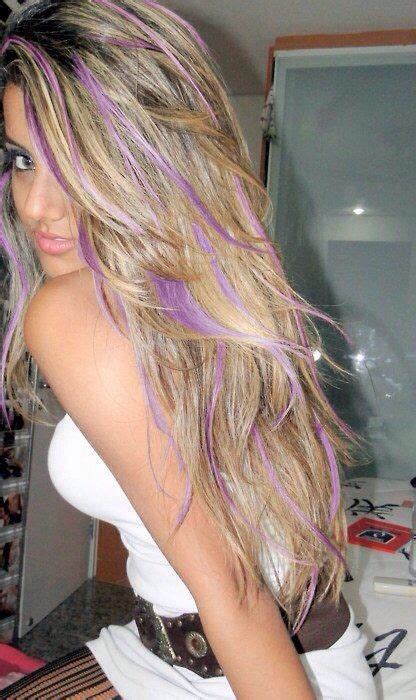 Most of the blonde streaks hair have simple installation instructions, so both experienced and amateur stylists can fit them. Purple streaks | Purple hair highlights, Hair styles, Hair ...