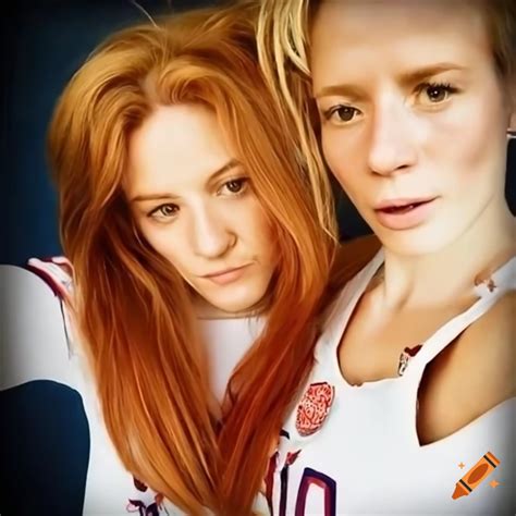 Megan Rapinoe And Her Twin Sister With Ginger Hair Looking At Each