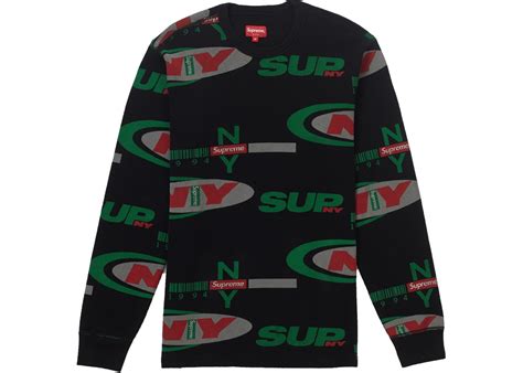 Supreme Supreme Ny Waffle Thermal Black Fallwinter 2018