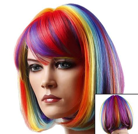 Colored Wigs Rainbow Multi Colored Wig Its Party Time Colored Wigs