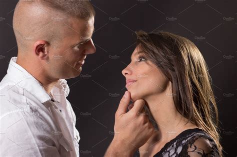 Intimate Flirting Young Couple Smile ~ People Images ~ Creative Market