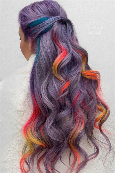 49 rainbow hair ideas for brunette girls — no bleach required rainbow hair color rainbow hair
