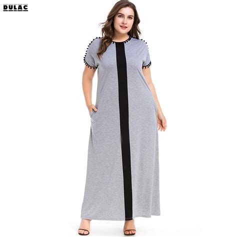 Middle East Muslim Women Fashion O Neck Short Sleeve Casual Loose Wool