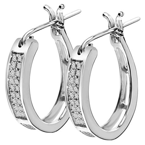 Round Cut Diamond Hoop Earrings 14k White Gold Eaox0887 Bijoux Majesty