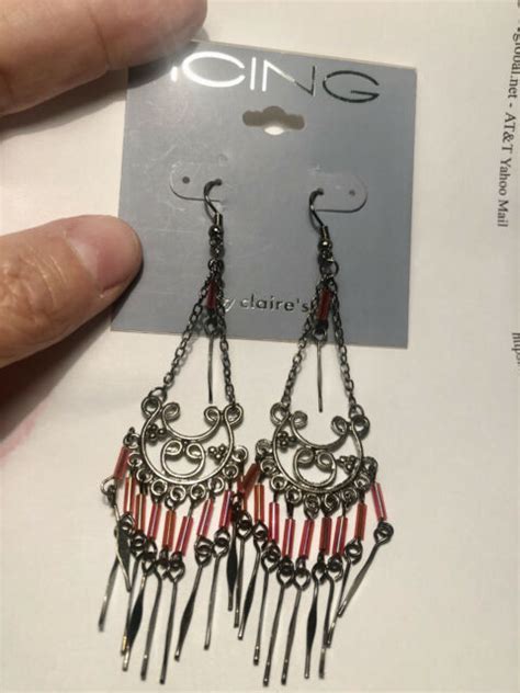 Icing By Claire S Gunmetal And Red Chandelier Earrings Ethnic Cute Ebay