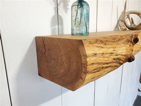 Custom Made Floating Live Edge Oak Fireplace Mantel Etsy