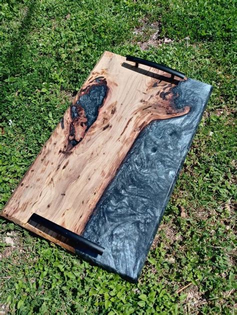 Wood And Epoxy Charcuterie Board With Handles Serving Tray Etsy