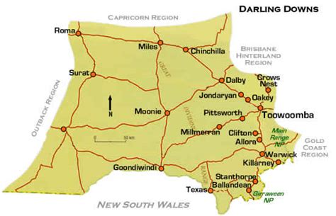 Map Of Wine Region Of Granite Belt Queensland Australia