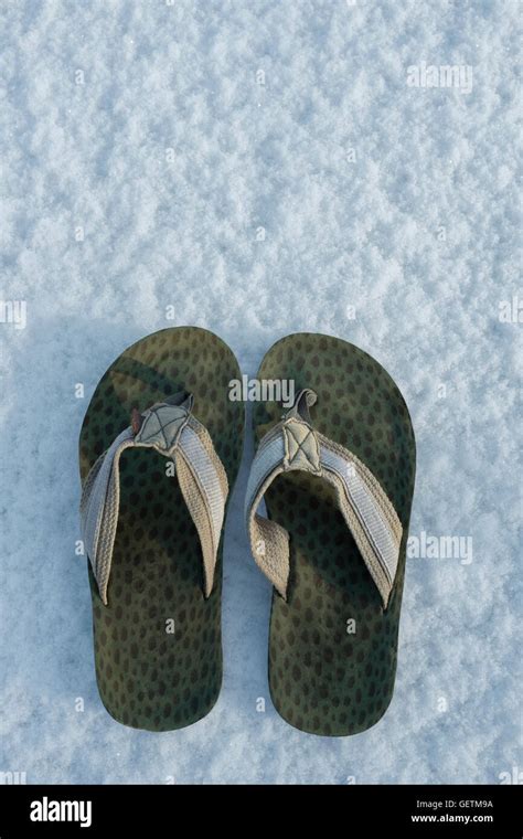 Flipflops In The Snow Stock Photo Alamy
