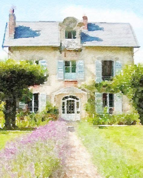 French Country Cottage In Provence A Watercolor By Chezlorraines