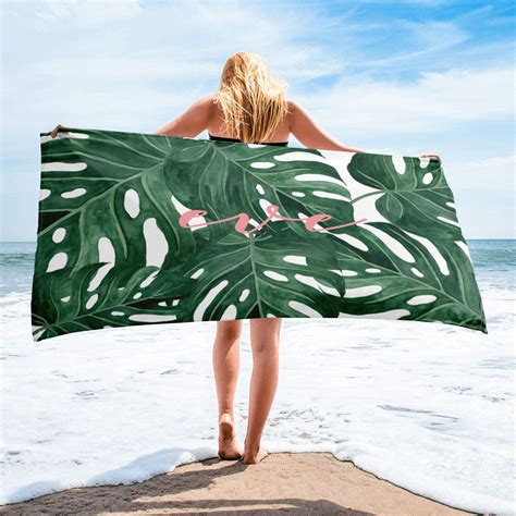 Tropical Beach Towel Custom Name Towel Personalized Spring Break
