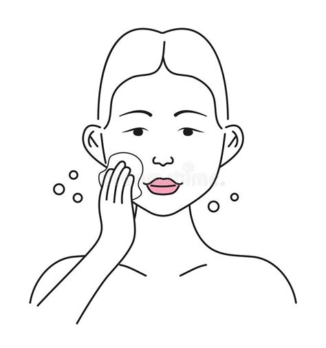 Wash Woman Face Icon Vector Step By Step Cosmetic Procedure Stock