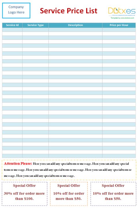 The excel price function calculates the price, per $100 face value of a security that pays periodic interest. Service price list template (word) - Dotxes