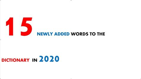 15 Newly Added Words To The Dictionary In 2020new Vocabulary Youtube