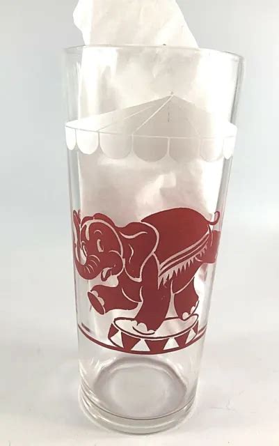 Vintage Hazel Atlas Libbey Circus Big Top Themed Tumbler Glass Red