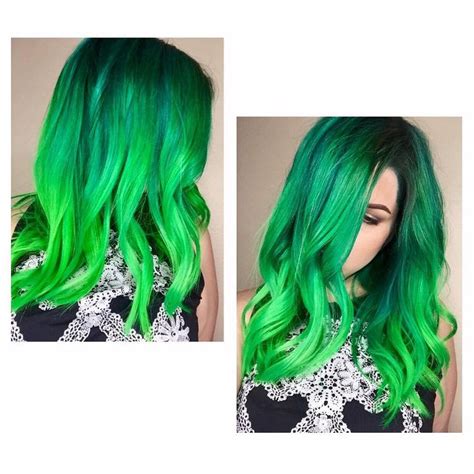 Dark And Light Green Neon Hair Dye Ideas For Women With