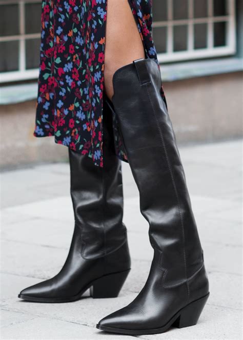And Other Stories Knee High Cowboy Boots Cowboy Boot Outfits Winter