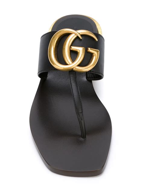 Lyst Gucci Double G Leather Sandals In Black
