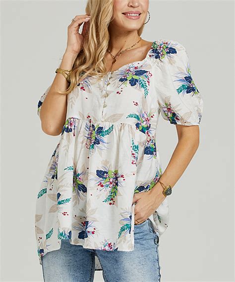 Suzanne Betro White Floral Empire Waist Tunic Women And Plus Zulily