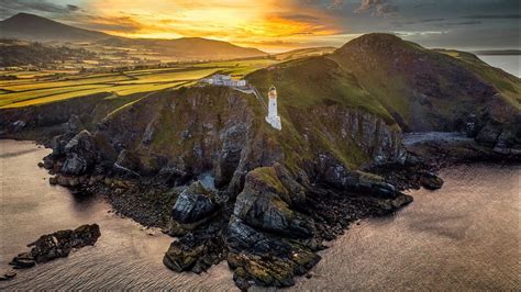 Maughold Lighthouse Sunset Drone Flight Isle Of Man Youtube