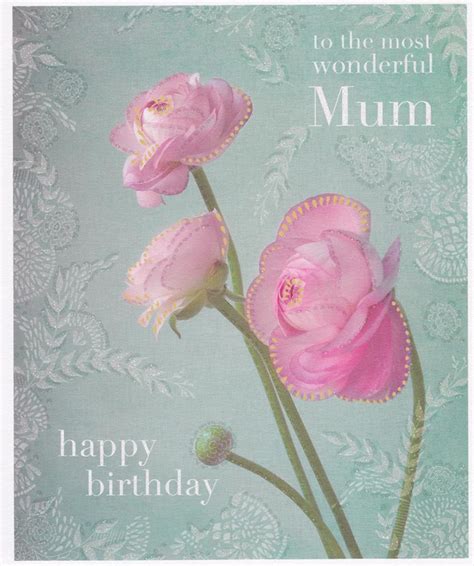 Wonderful Mum Birthday Card Glitter Roses Framed Cardspark