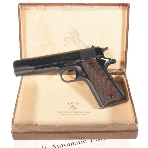 Excellent Post War Colt 38 Super Semi Automatic Pistol With Original Box