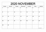 Free November 2020 Printable Calendar Templates