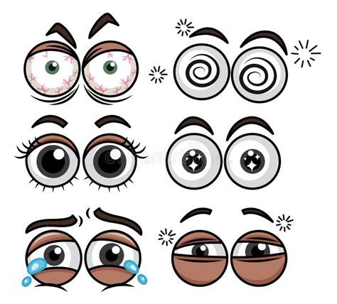 Six Set Of Human Eyes In Different Emotions Stock Vector Illustration