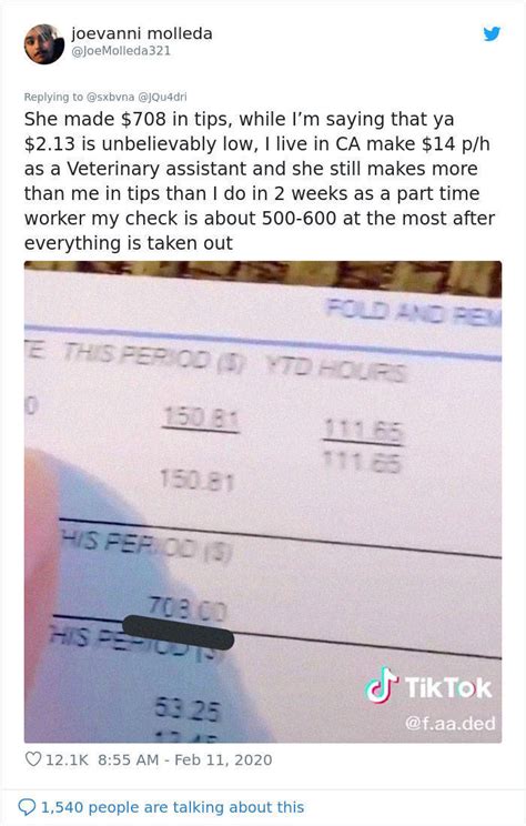 Mom Shares Her Paycheck After Working Hours As A Bartender Pics