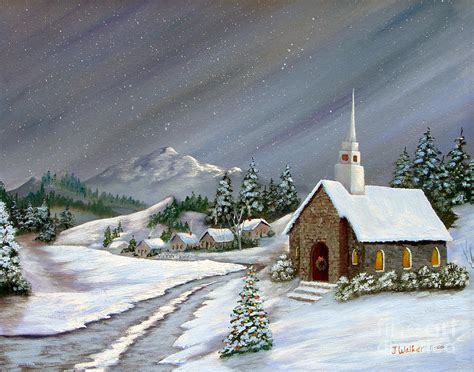 Christmas Church Painting By Jerry Walker
