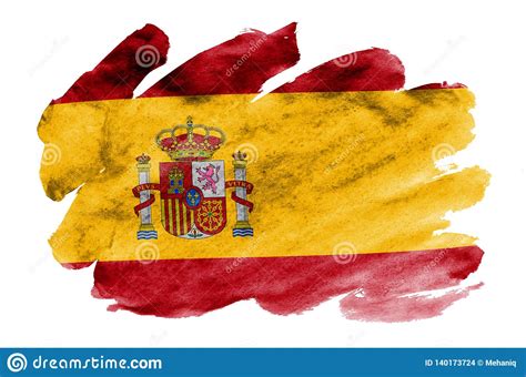 Die nationalflagge von spanien hat die farben rot, gelb, rot und das in horizontalen streifen. Den Spanien Flaggan Visas I Vätskevattenfärgstil Som ...