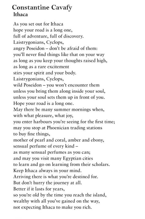 I Love This Poem Ithaca By Constantine P Cavafy It Makes Me Think