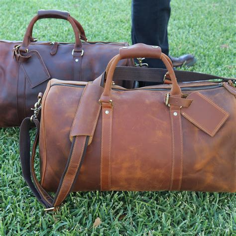 Leather Duffle Bag Large Travel Bag Mens Leather Weekend Etsy