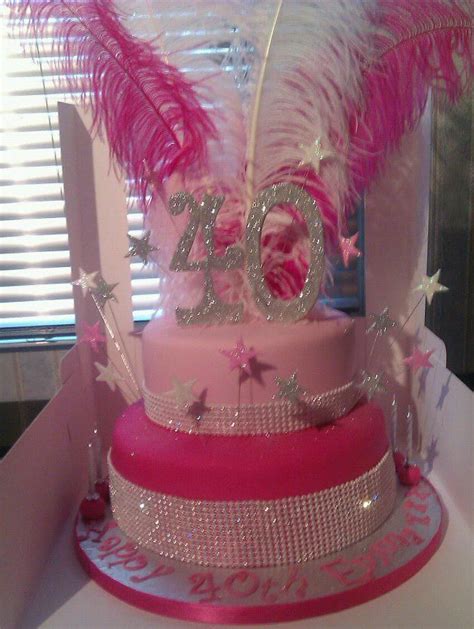 40th Pink Tiered Sparkly Cake 628×834 Girly Birthday Cakes