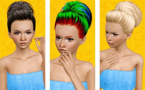 Voluminous Topknot Hairstyle Butterfly Sims 107 Retextured The Sims 3