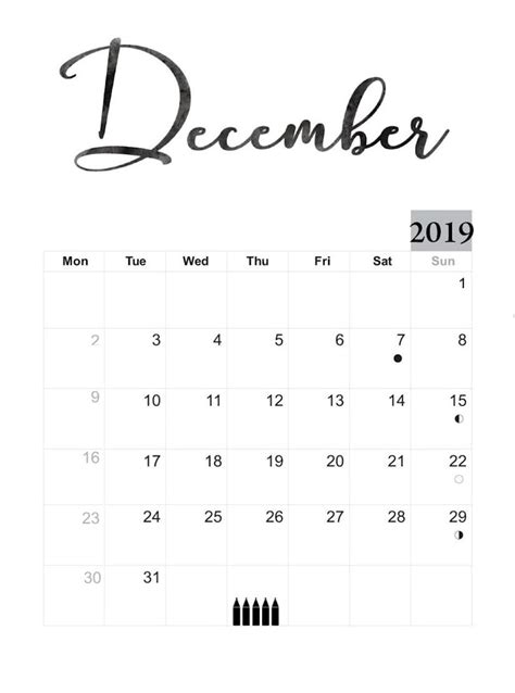 30 Free Printable December Calendars For Your Office 2018 December