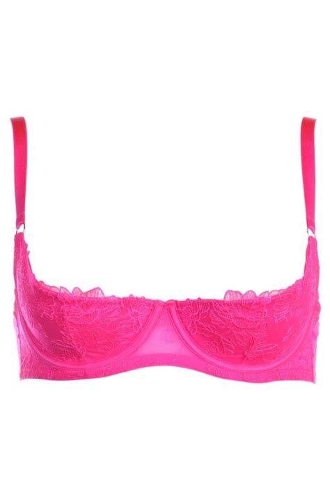 Marlowe Pink Embroidery Floral Embroidered Quarter Cup Bra Pink