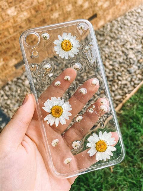 pressed daisy phone case flower iphone case samsung case etsy