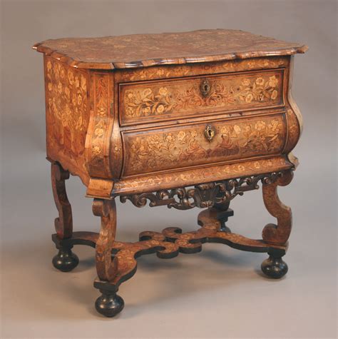 A Late 18th Century Dutch Marquetry Walnut Two Drawer Commode
