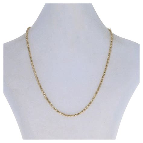 yellow gold diamond cut rope chain necklace 14k tube box clasp for sale at 1stdibs rope chain