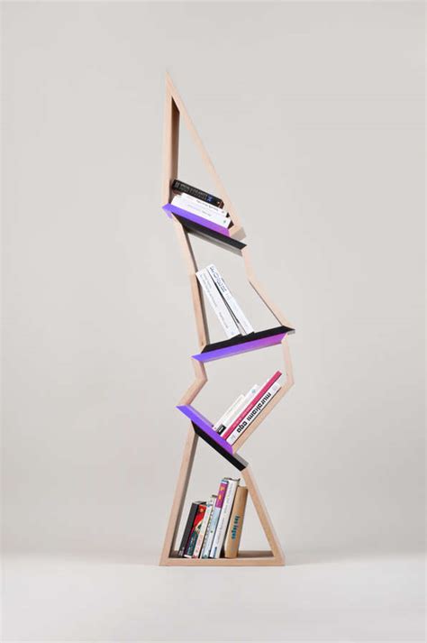 Abstract Angular Bookcases Chopped Tree Bookshelf