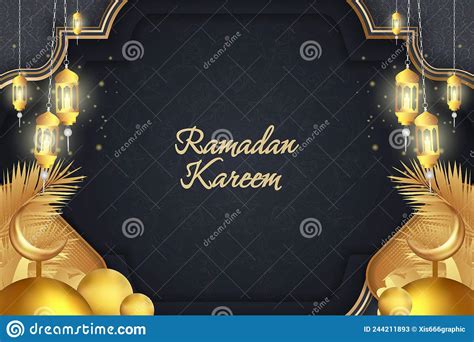 Ramadan Kareem Islamic Grey And Gold Luxury With Mandala Stock Vector