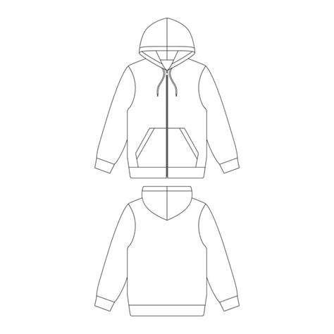 Template Zip Hoodie Vector Illustration Flat Sketch Design Outline