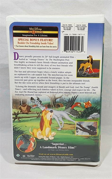 Walt Disney The Fox And The Hound Vhs Gold Collection Etsy