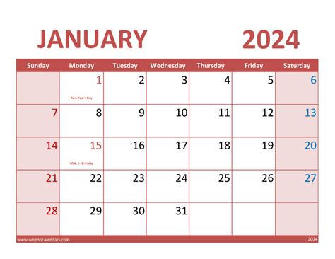 Free Printable Jan 2024 Calendar Monthly Calendar