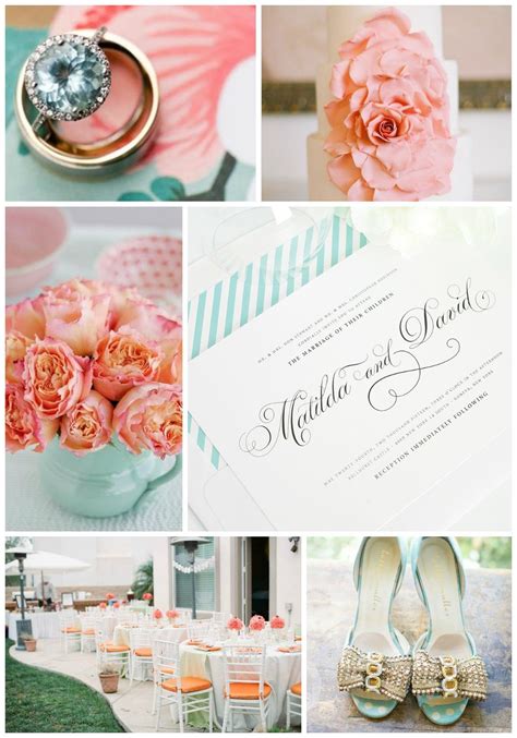 Peach Gold And Aqua Wedding Inspiration Shine Wedding Invitations