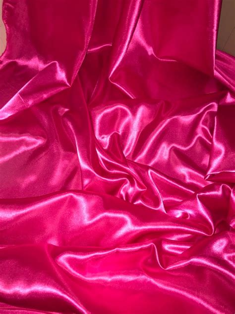 Hot Pink Silky Polyester Satin Fabric58 Wide 147cm Etsy