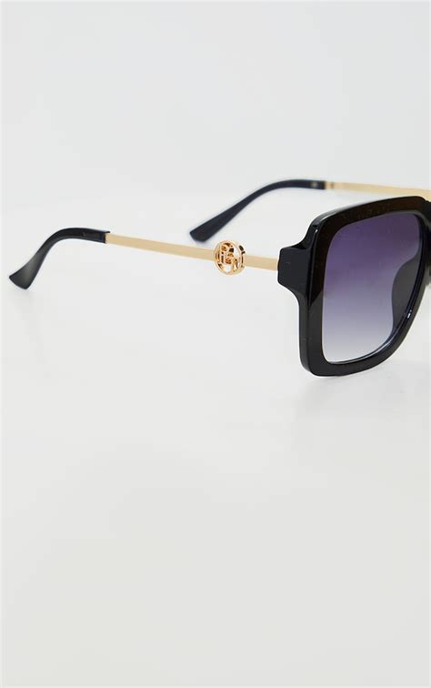 plt black branded oversized square sunglasses prettylittlething usa