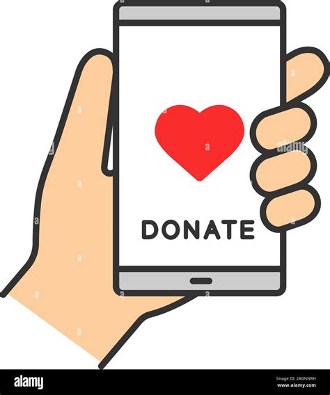 Smartphone Donation App Color Icon Digital Charity Online Fundraising Making Donation Using