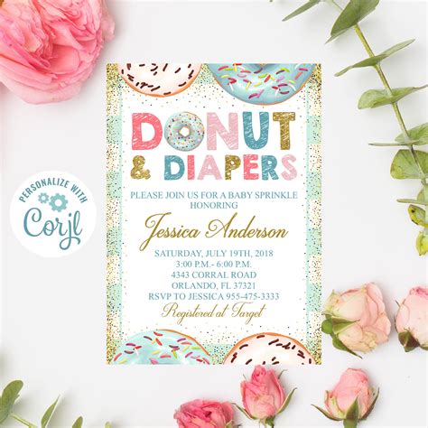 Editable Donut And Diapers Baby Shower Invitation Boy Donuts Etsy